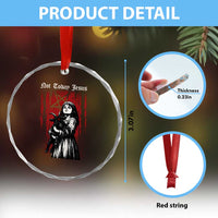 Not Today Jesus Gothic Dark Art Creepy Halloween Crystal Glass Ornament