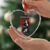 Not Today Jesus Gothic Dark Art Creepy Halloween Heart Crystal Glass Ornament