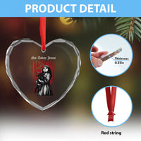 Not Today Jesus Gothic Dark Art Creepy Halloween Heart Crystal Glass Ornament