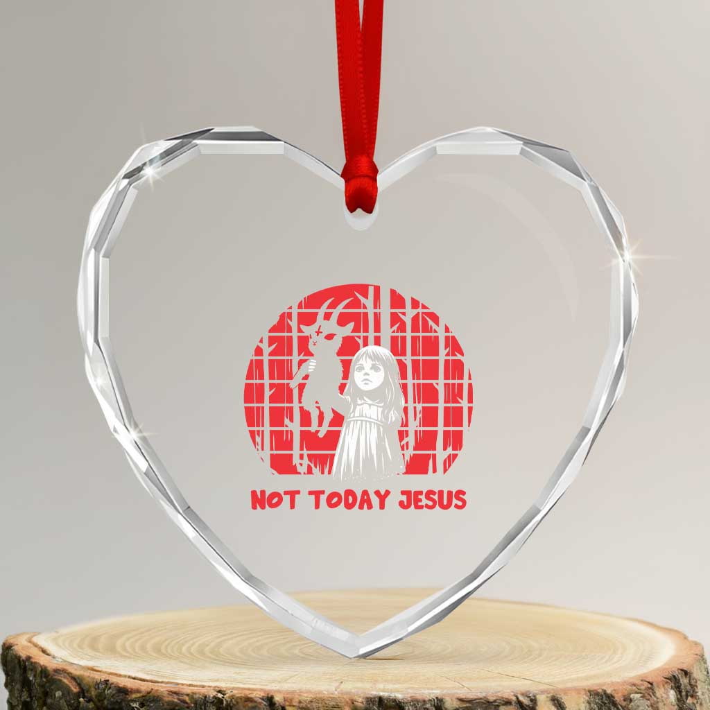 Not Today Jesus Heart Crystal Glass Ornament Gothic Dark Art Pastel Goth Creepy Graphic