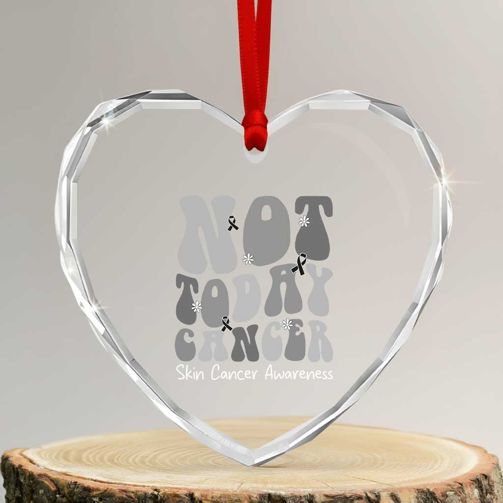 Not Today Melanoma Warrior Skeleton Cancer Fighter Heart Crystal Glass Ornament
