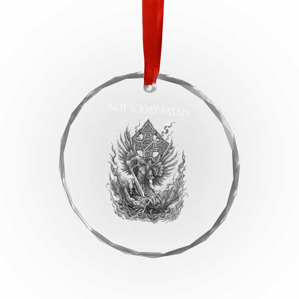 Not Today Satan Crystal Glass Ornament Saint Michael Fights Evil