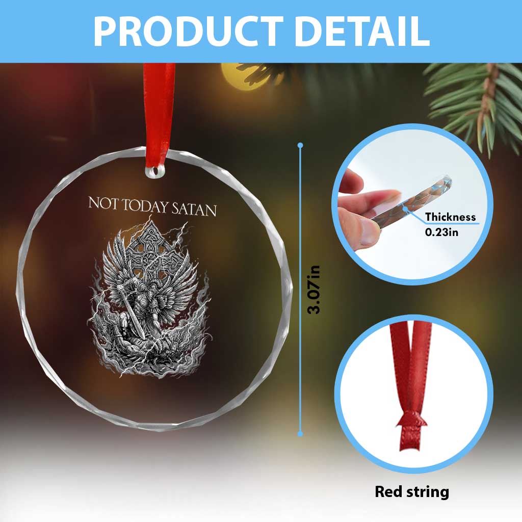 Not Today Satan Crystal Glass Ornament Saint Michael Fights Evil