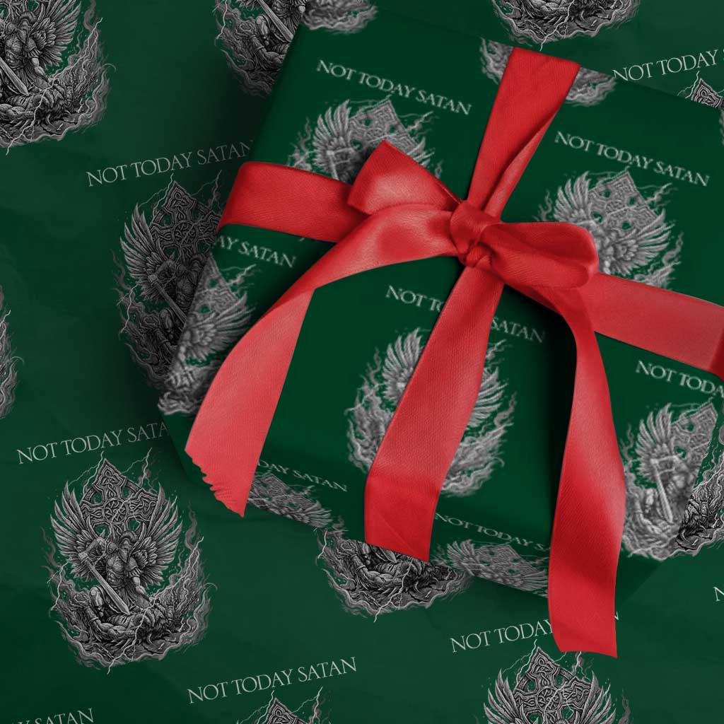 Not Today Satan Wrapping Paper Roll Saint Michael Fights Evil