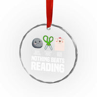 Nothing Beats Reading Crystal Glass Ornament Rock Paper Scissors Read Book Lovers - Wonder Print Shop