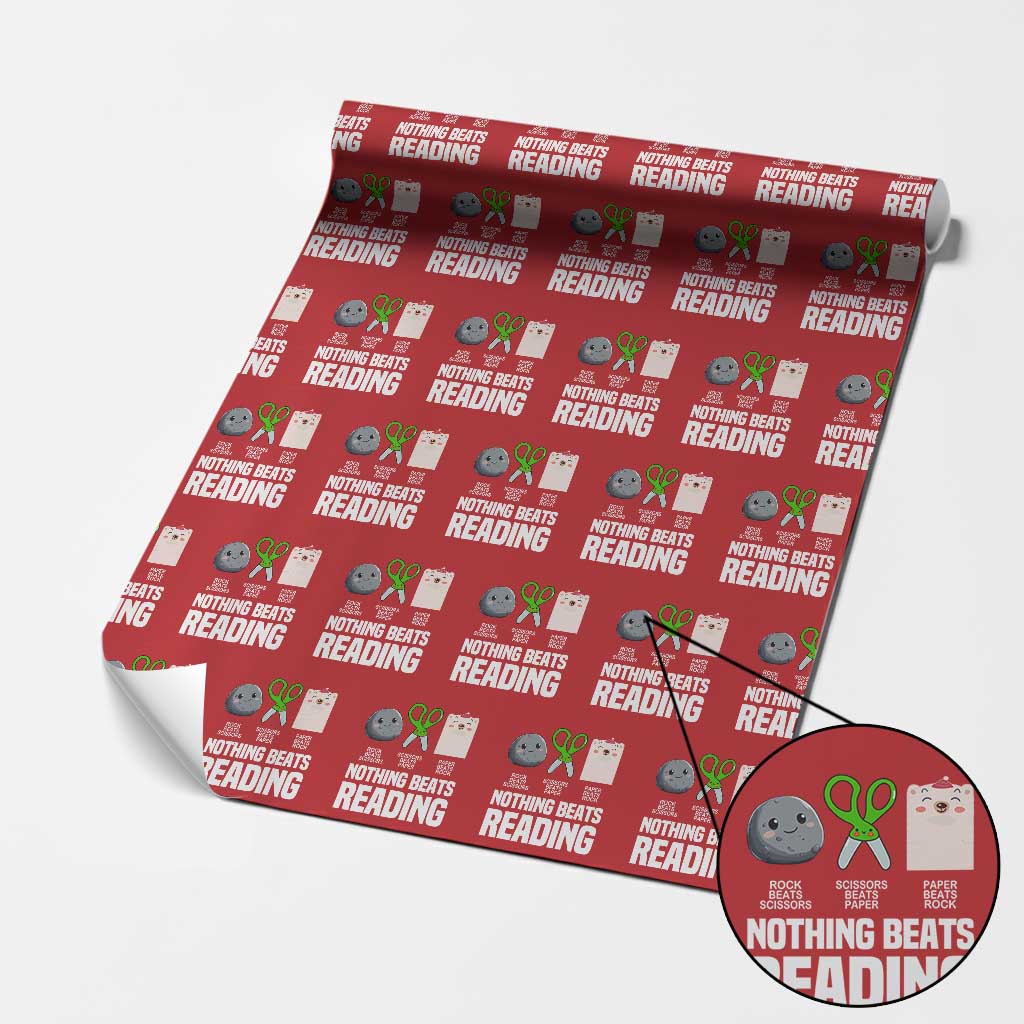 Nothing Beats Reading Wrapping Paper Roll Rock Paper Scissors Read Book Lovers - Wonder Print Shop