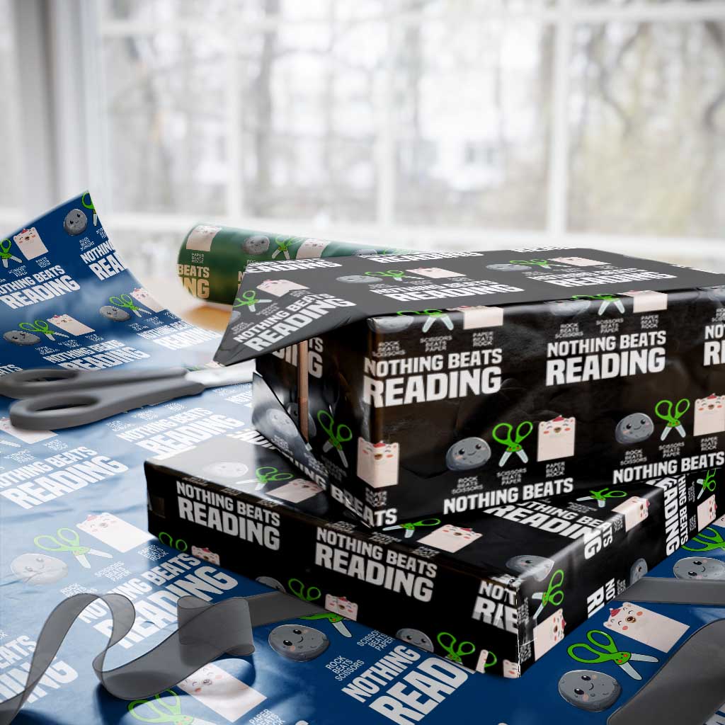 Nothing Beats Reading Wrapping Paper Roll Rock Paper Scissors Read Book Lovers - Wonder Print Shop