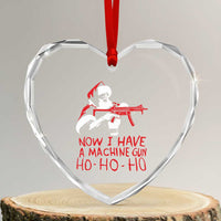 Now I Have A Machine Gun Heart Crystal Glass Ornament Funny Retro Christmas 90s Movie Santa Gun Lovers - Wonder Print Shop