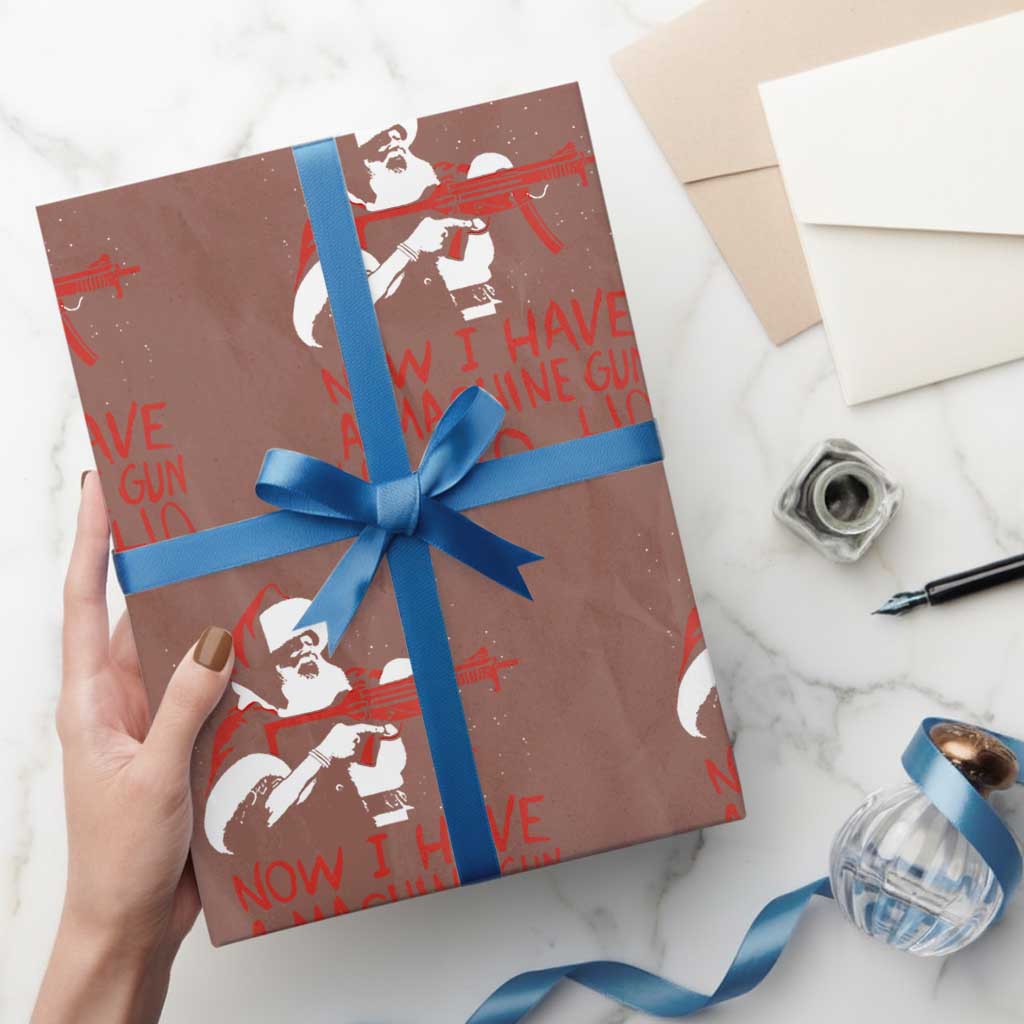 Now I Have A Machine Gun Wrapping Paper Roll Funny Retro Christmas 90s Movie Santa Gun Lovers - Wonder Print Shop