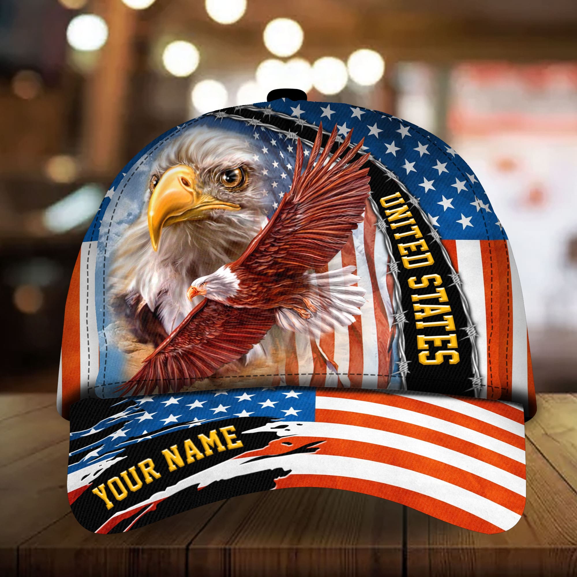 Premium Unique Patriotic Eagle Hat, United States Full Printed Personalized American Flag Cap