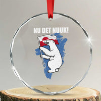 Nu Det Nuuk Nows Enough Crystal Glass Ornament Funny Saying Bear Greenlandic Flag