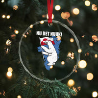 Nu Det Nuuk Nows Enough Crystal Glass Ornament Funny Saying Bear Greenlandic Flag