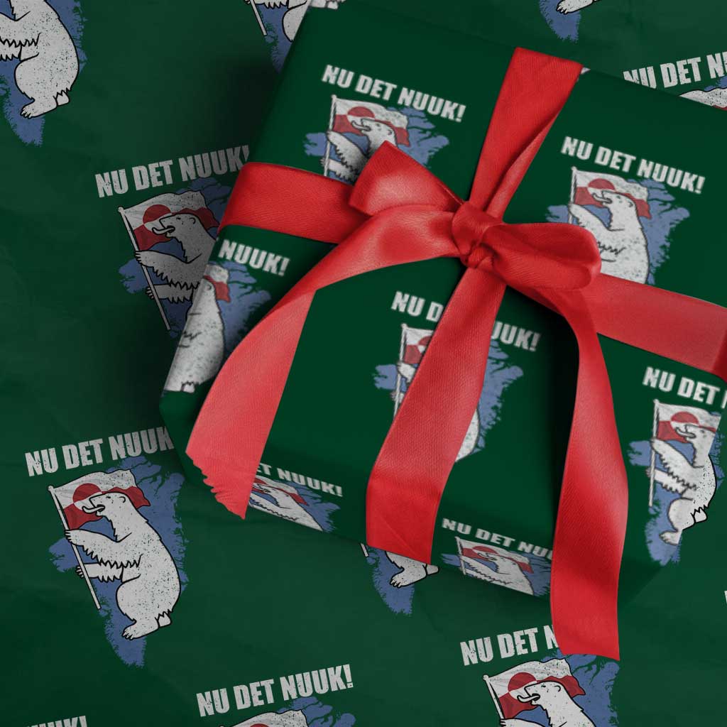 Nu Det Nuuk Nows Enough Wrapping Paper Roll Funny Saying Bear Greenlandic Flag