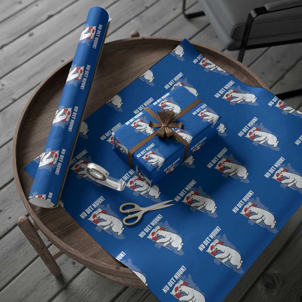 Nu Det Nuuk Nows Enough Wrapping Paper Roll Funny Saying Bear Greenlandic Flag