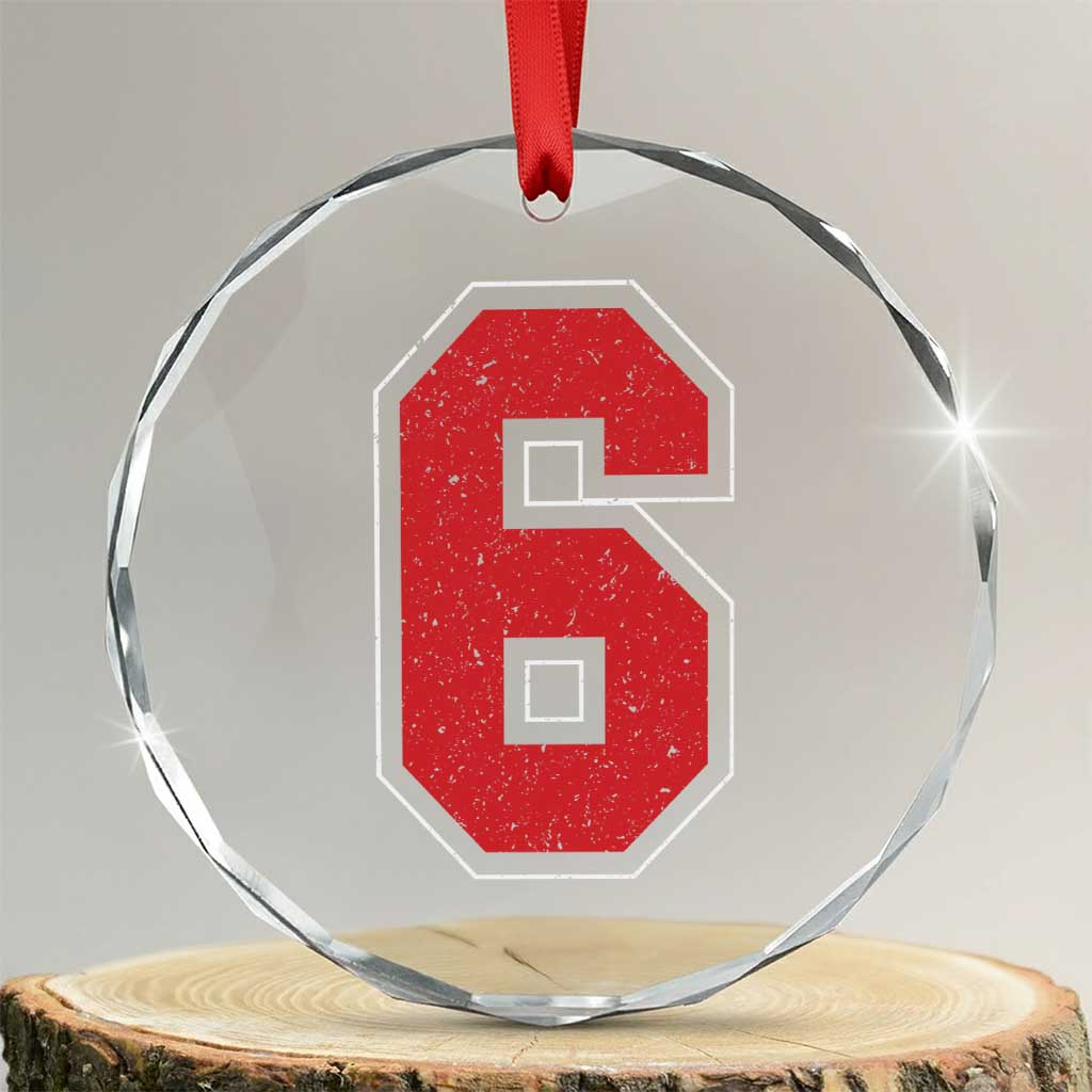 Number 6 Crystal Glass Ornament Fan Varsity Sports Team 67 Jersey Number - Wonder Print Shop