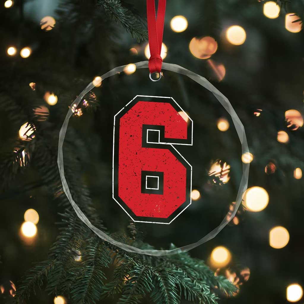 Number 6 Crystal Glass Ornament Fan Varsity Sports Team 67 Jersey Number - Wonder Print Shop