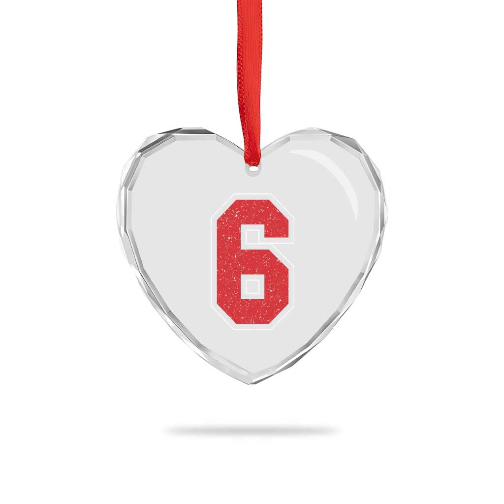 Number 6 Heart Crystal Glass Ornament Fan Varsity Sports Team 67 Jersey Number - Wonder Print Shop