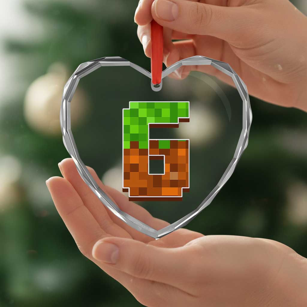 Number 6 Heart Crystal Glass Ornament Game Matching 67 Meme Costume 6th Birthday 6 Years - Wonder Print Shop