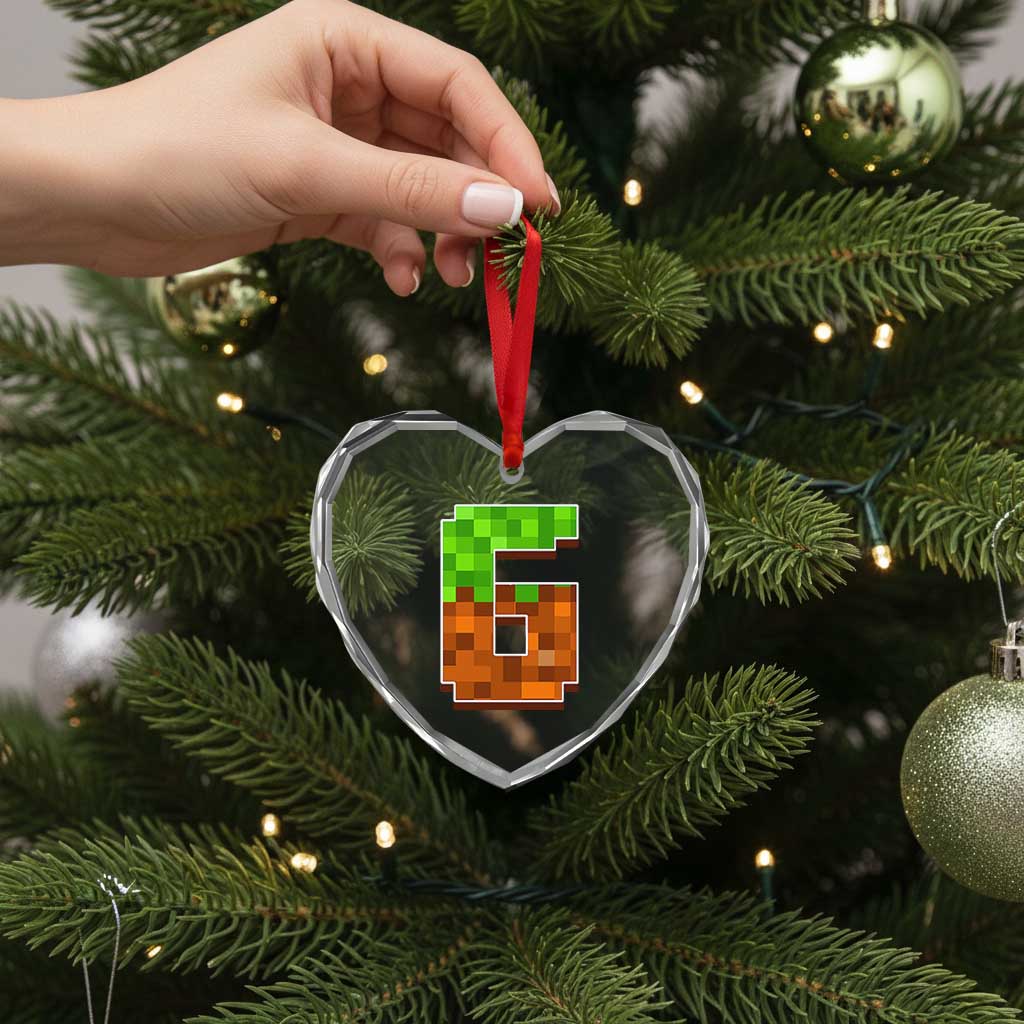 Number 6 Heart Crystal Glass Ornament Game Matching 67 Meme Costume 6th Birthday 6 Years - Wonder Print Shop