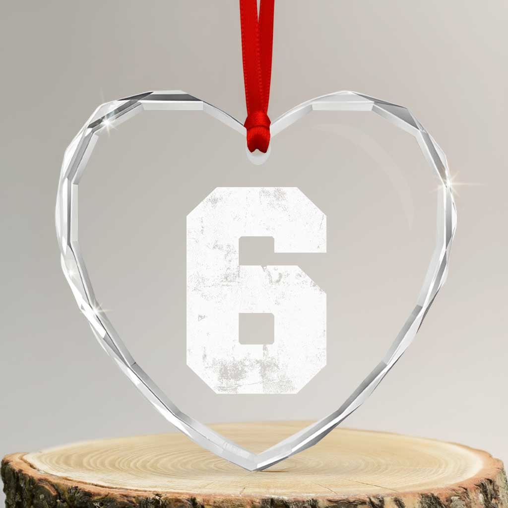 Number 6 Heart Crystal Glass Ornament Matching 67 Meme 6th Birthday 6 Years - Wonder Print Shop