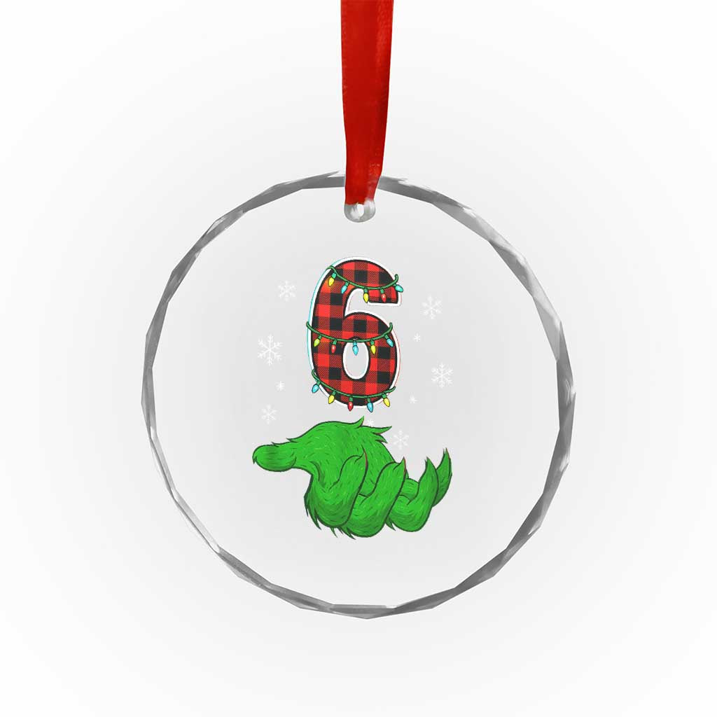 Number 6 Matching 67 Christmas Crystal Glass Ornament Red Plaid Xmas Pajamas Holiday Gen Alpha Slang Meme - Wonder Print Shop