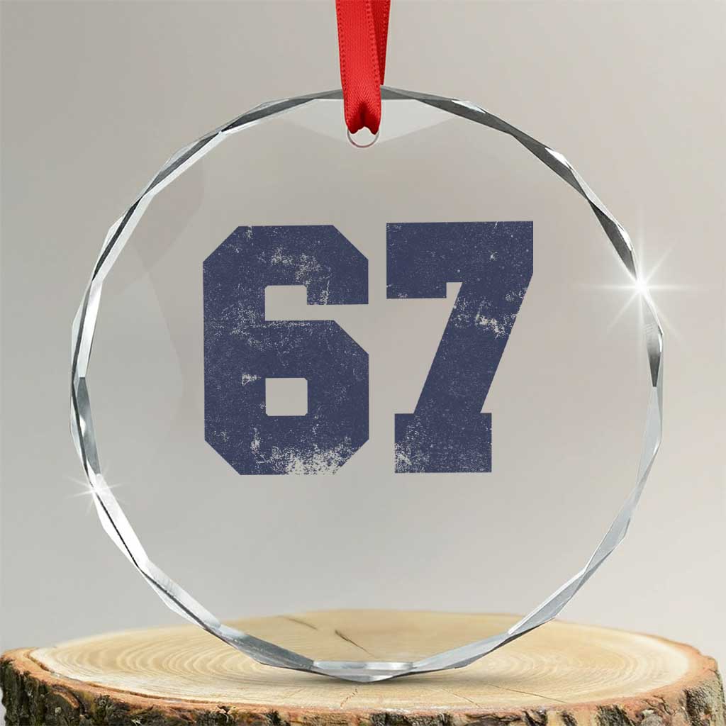 Number 67 Crystal Glass Ornament Numbered Uniform Sports Jersey Team 67th Birthday - Wonder Print Shop