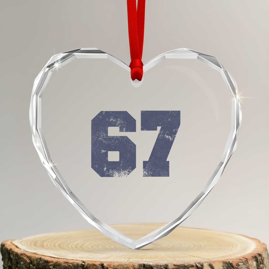 Number 67 Heart Crystal Glass Ornament Numbered Uniform Sports Jersey Team 67th Birthday - Wonder Print Shop