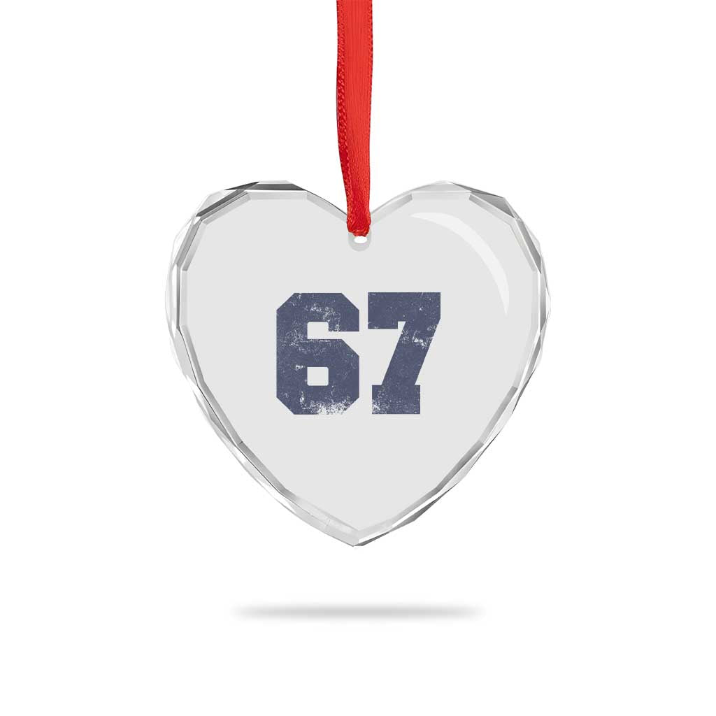 Number 67 Heart Crystal Glass Ornament Numbered Uniform Sports Jersey Team 67th Birthday - Wonder Print Shop