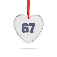 Number 67 Heart Crystal Glass Ornament Numbered Uniform Sports Jersey Team 67th Birthday - Wonder Print Shop
