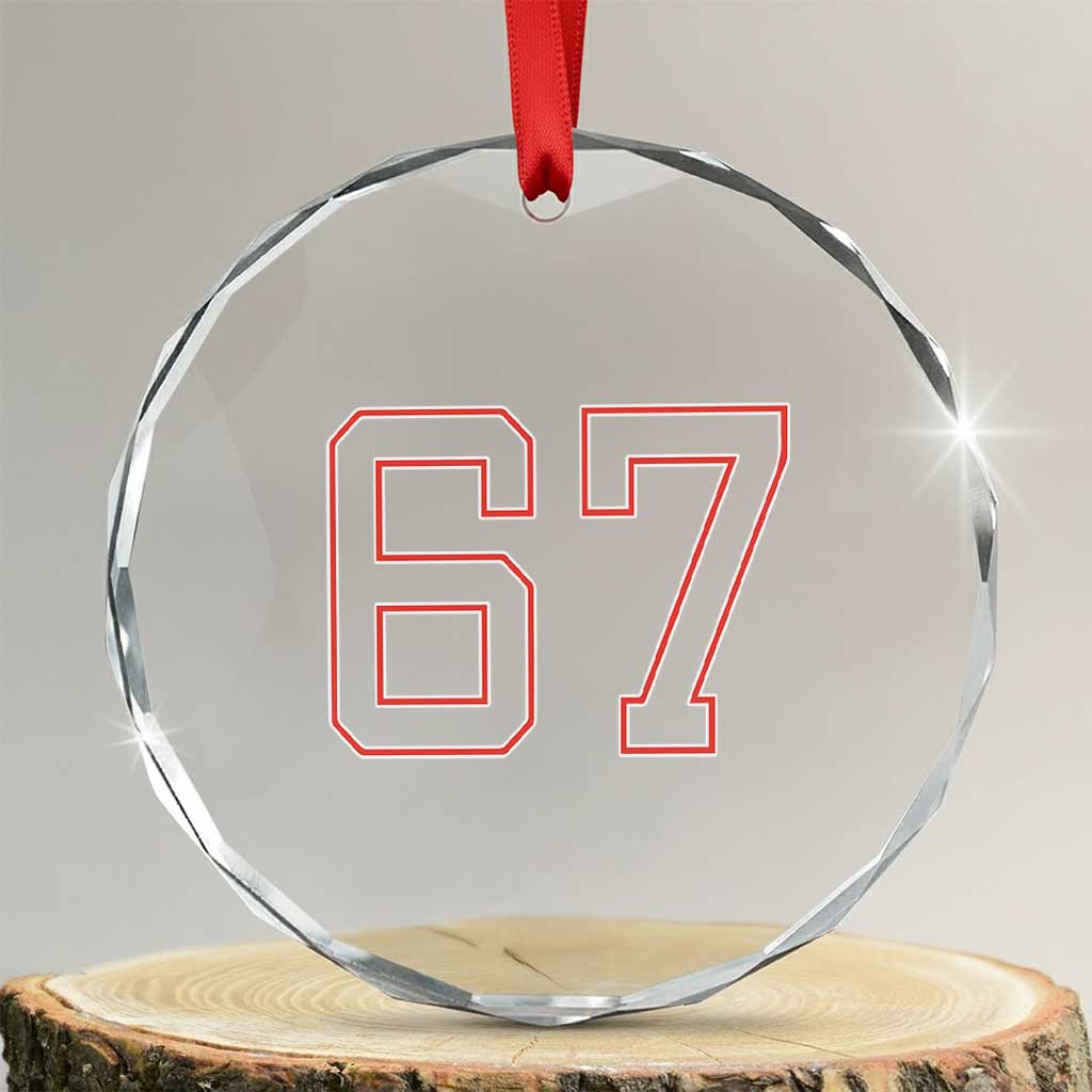 Number 67 Meme Crystal Glass Ornament Funny Six Seven Varsity Sports Team Jersey - Wonder Print Shop