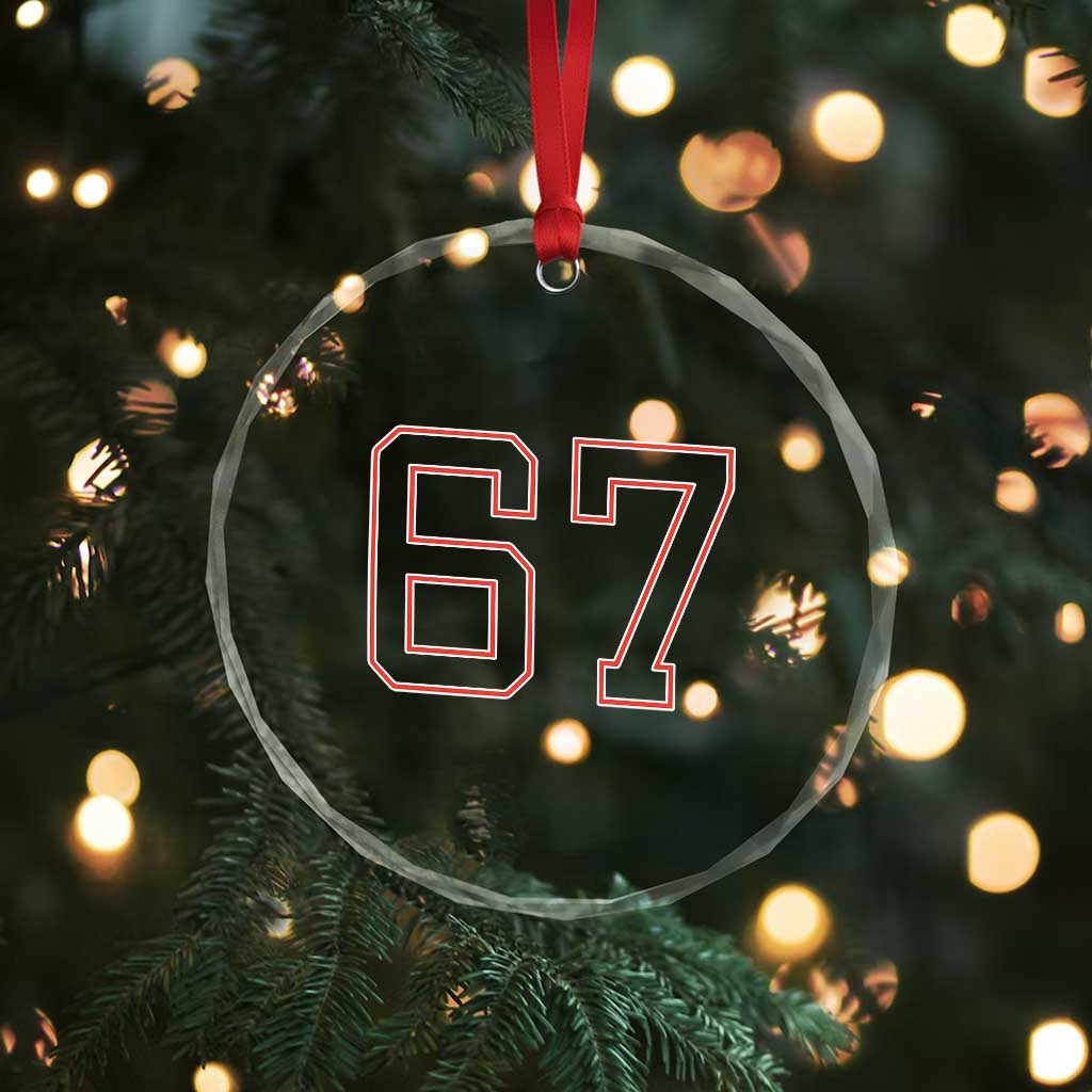 Number 67 Meme Crystal Glass Ornament Funny Six Seven Varsity Sports Team Jersey - Wonder Print Shop