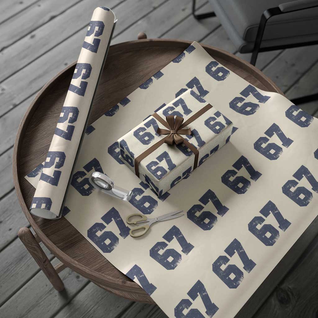 Number 67 Wrapping Paper Roll Numbered Uniform Sports Jersey Team 67th Birthday - Wonder Print Shop