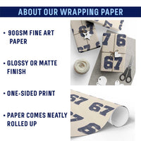 Number 67 Wrapping Paper Roll Numbered Uniform Sports Jersey Team 67th Birthday - Wonder Print Shop