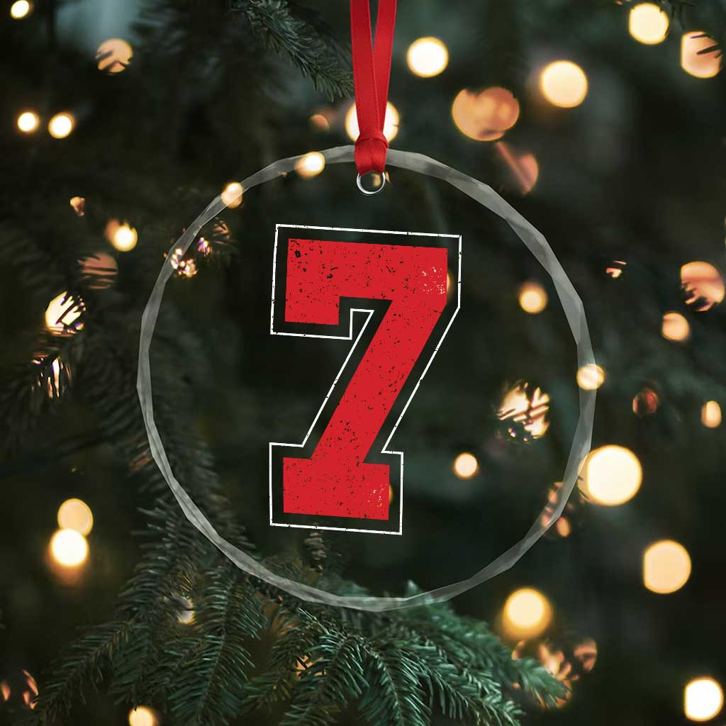 Number 7 Crystal Glass Ornament Fan Varsity Sports Team 67 Jersey Number - Wonder Print Shop