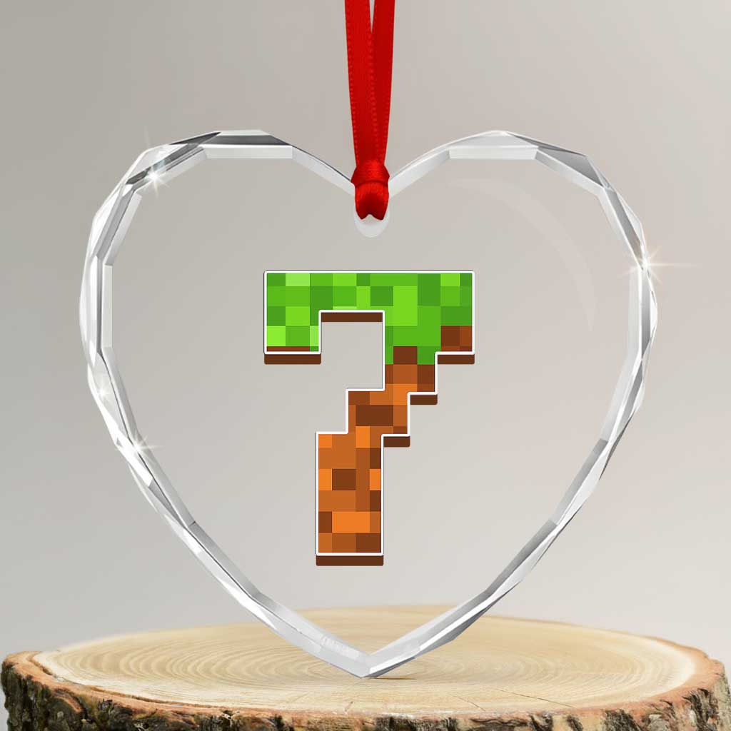 Number 7 Heart Crystal Glass Ornament Game Matching 67 Meme Costume 7th Birthday 7 Years - Wonder Print Shop