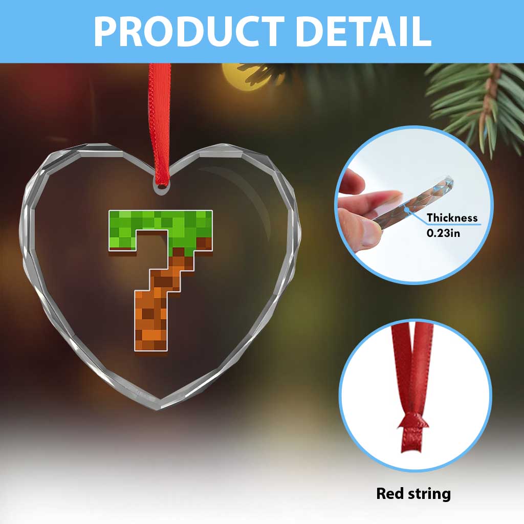 Number 7 Heart Crystal Glass Ornament Game Matching 67 Meme Costume 7th Birthday 7 Years - Wonder Print Shop