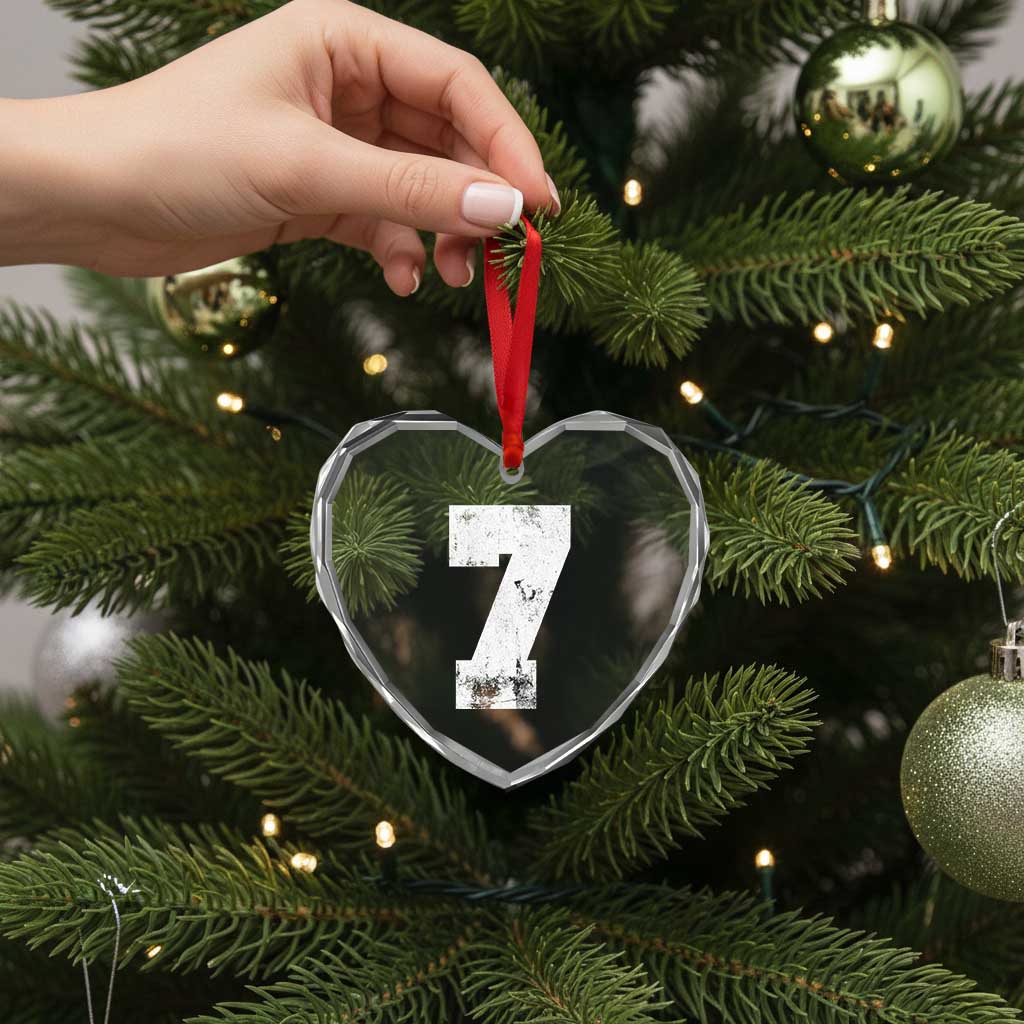 Number 7 Heart Crystal Glass Ornament Matching 67 Meme 7th Birthday 7 Years - Wonder Print Shop