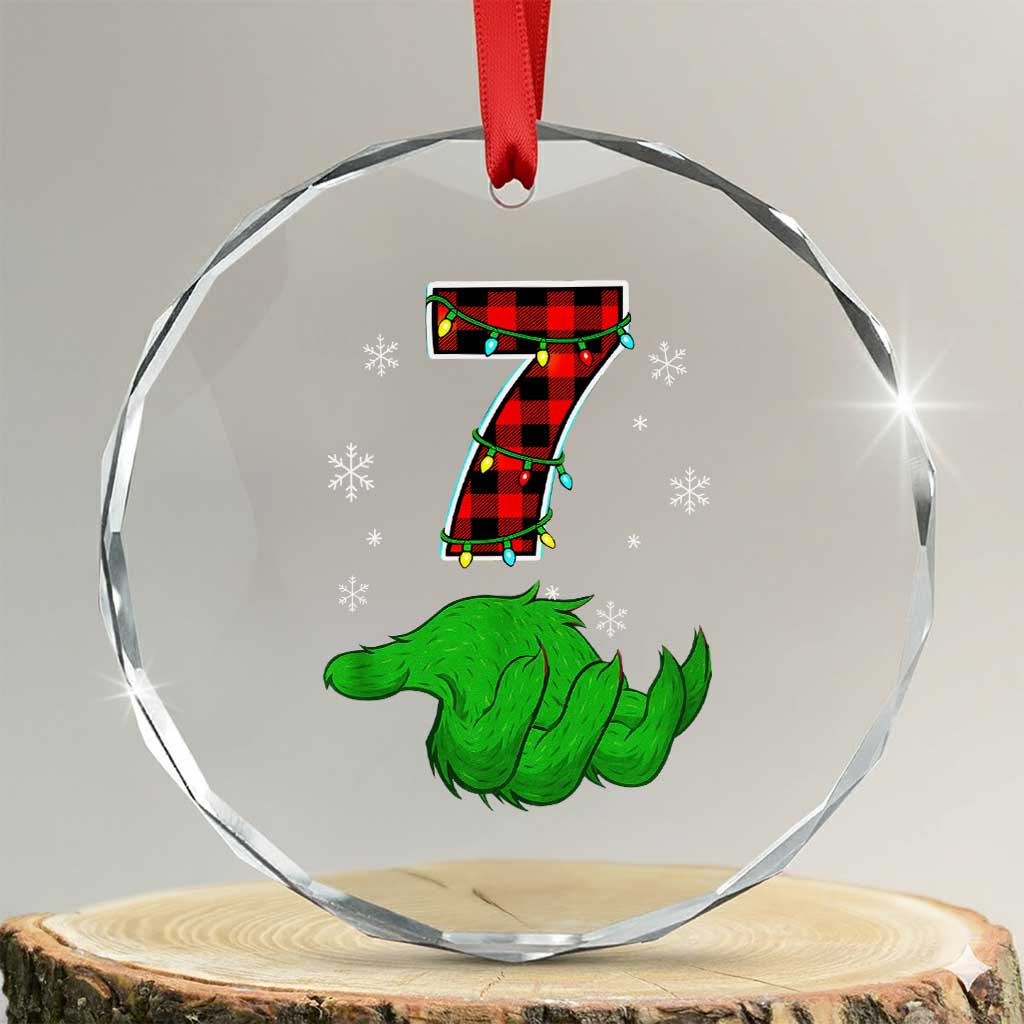 Number 7 Matching 67 Christmas Crystal Glass Ornament Red Plaid Xmas Pajamas Holiday Gen Alpha Slang Meme - Wonder Print Shop