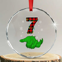 Number 7 Matching 67 Christmas Crystal Glass Ornament Red Plaid Xmas Pajamas Holiday Gen Alpha Slang Meme - Wonder Print Shop