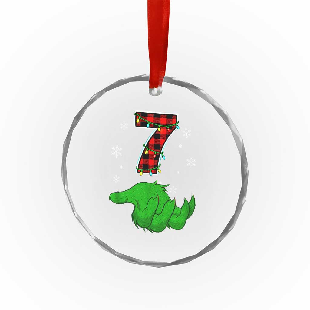Number 7 Matching 67 Christmas Crystal Glass Ornament Red Plaid Xmas Pajamas Holiday Gen Alpha Slang Meme - Wonder Print Shop