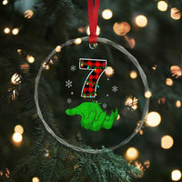 Number 7 Matching 67 Christmas Crystal Glass Ornament Red Plaid Xmas Pajamas Holiday Gen Alpha Slang Meme - Wonder Print Shop