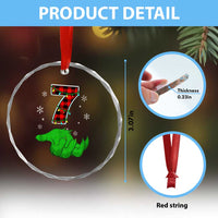 Number 7 Matching 67 Christmas Crystal Glass Ornament Red Plaid Xmas Pajamas Holiday Gen Alpha Slang Meme - Wonder Print Shop