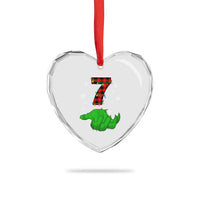 Number 7 Matching 67 Christmas Heart Crystal Glass Ornament Red Plaid Xmas Pajamas Holiday Gen Alpha Slang Meme - Wonder Print Shop