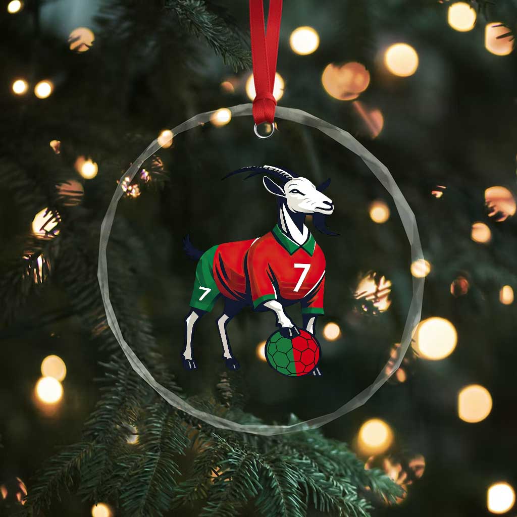 Number Seven Soccer GOAT Siuuuu Celebration Crystal Glass Ornament