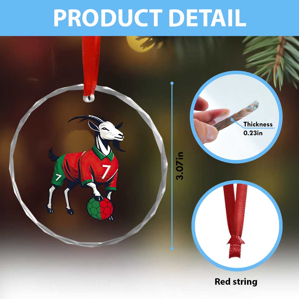 Number Seven Soccer GOAT Siuuuu Celebration Crystal Glass Ornament