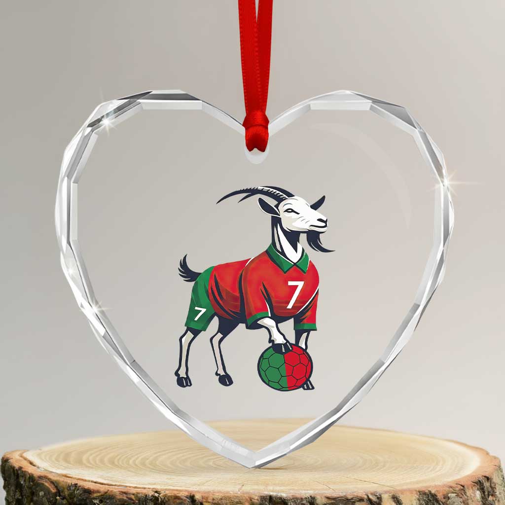 Number Seven Soccer GOAT Siuuuu Celebration Heart Crystal Glass Ornament