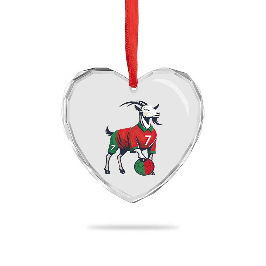 Number Seven Soccer GOAT Siuuuu Celebration Heart Crystal Glass Ornament