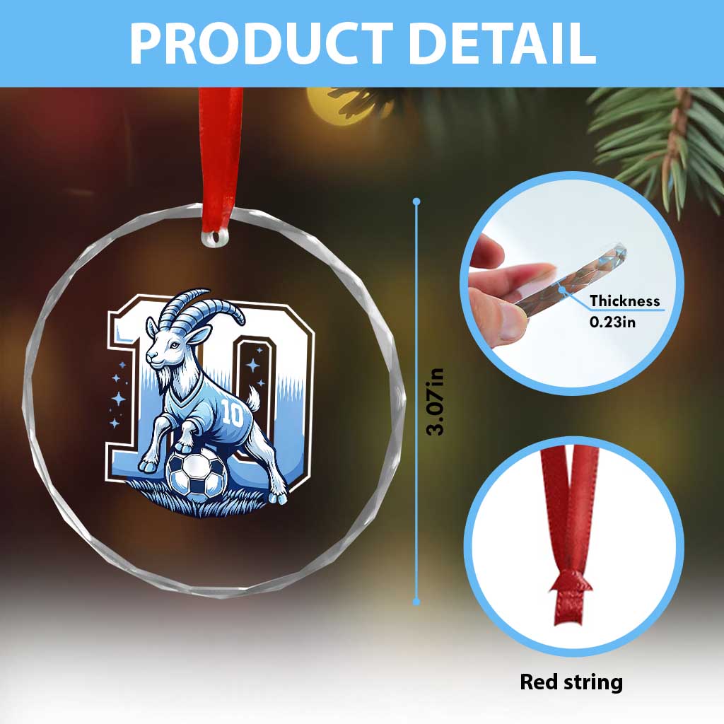 Number Ten The Goat Of Football Fans Crystal Glass Ornament Soccer Lover Gift