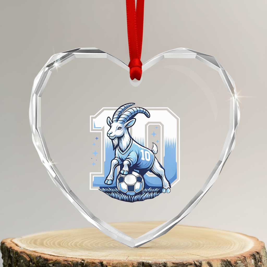 Number Ten The Goat Of Football Fans Heart Crystal Glass Ornament Soccer Lover Gift