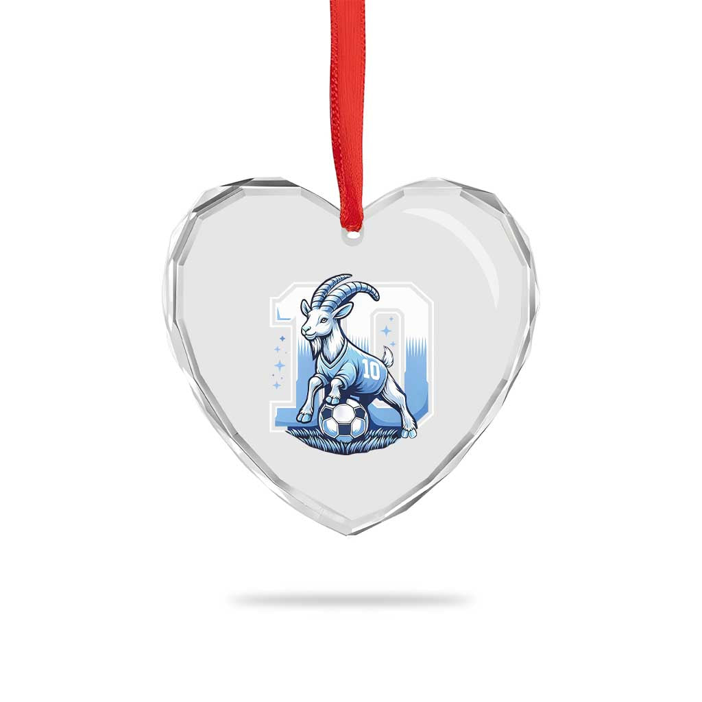 Number Ten The Goat Of Football Fans Heart Crystal Glass Ornament Soccer Lover Gift